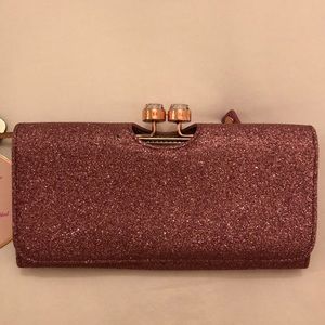 Ted Baker London pink glitter wallet clutch